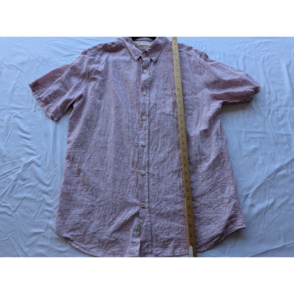 Weatherproof Vintage Mens Large Red Washable Linen Short Sleeve Button Down - Picture 5 of 6